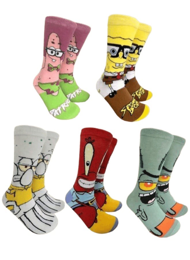 SMARTEDGE Women's Cartoon Print Ankle Socks, Cute Summer Long Ankle Socks, New Design, 6 Pairs, Multicolor