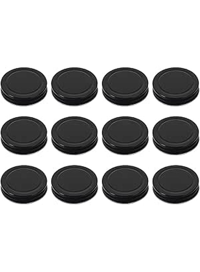 70mm Black Tinplate Mason Jar Lids 16pcs Replacement Sealing Caps for Canning Food Storage - Image 1