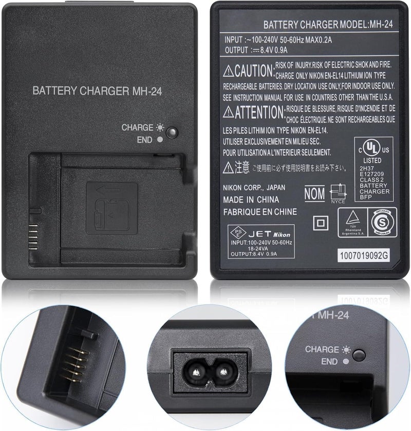 DijiiPlus++ MH-24 Camera Battery Charger for Nikon: EN-EL14 EN-EL14A Wall Quick Charger D5100 D5200 D5300 D5500 D5600 D3100 D3200 D3300 D3400 D3500 P7000 P7100 P7700 P7800 with Cord - Image 2