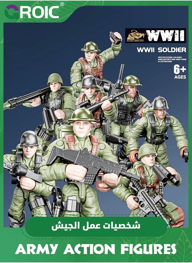 GROIC - Army Men Set Military Action Figures Mini Soldier Model Toys,Team Toy Soldiers Action Figures Playset with Military Accessories for Kids,Soldier Building Block Toy - Image 1