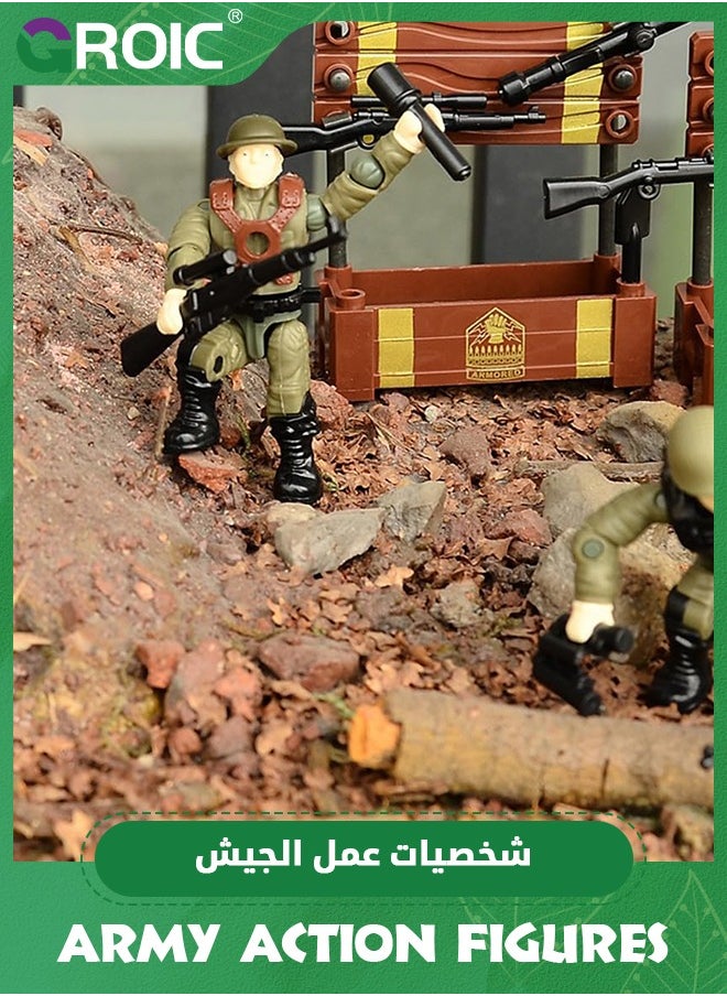 GROIC - Army Men Set Military Action Figures Mini Soldier Model Toys,Team Toy Soldiers Action Figures Playset with Military Accessories for Kids,Soldier Building Block Toy - Image 1
