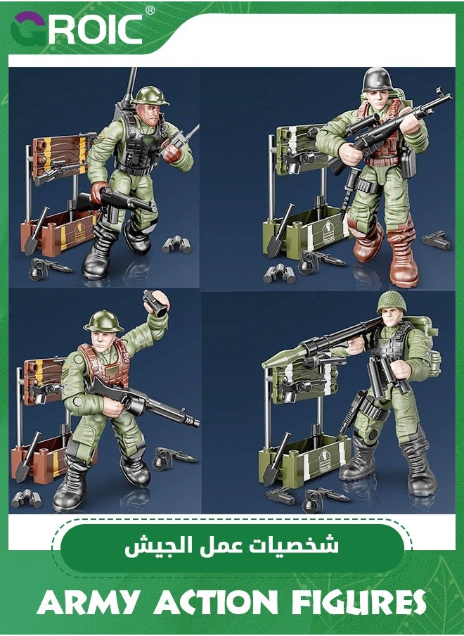 GROIC - Army Men Set Military Action Figures Mini Soldier Model Toys,Team Toy Soldiers Action Figures Playset with Military Accessories for Kids,Soldier Building Block Toy - Image 1