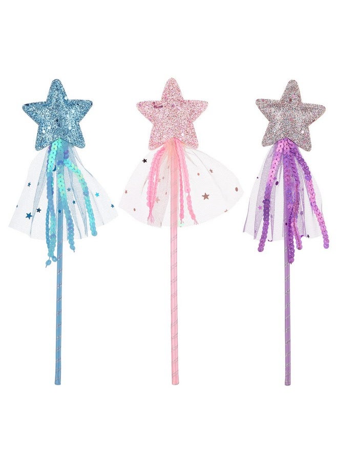Prasacco - 3 Pcs Fairy Wands Glitter Princess Wands Star Wands Fairy Stick For Christmas Costume Prop Birthday Party Supply Cosplay Accessories - Image 1