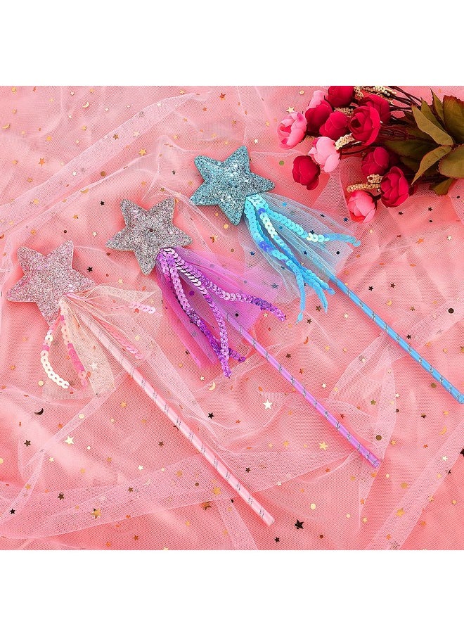 Prasacco - 3 Pcs Fairy Wands Glitter Princess Wands Star Wands Fairy Stick For Christmas Costume Prop Birthday Party Supply Cosplay Accessories - Image 1