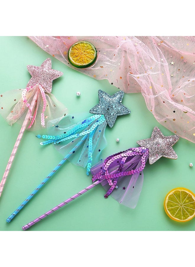Prasacco - 3 Pcs Fairy Wands Glitter Princess Wands Star Wands Fairy Stick For Christmas Costume Prop Birthday Party Supply Cosplay Accessories - Image 1