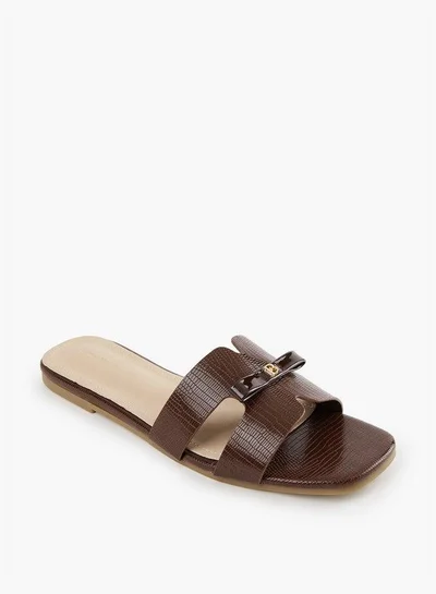 Flora Bella By Shoexpress Bow Accent Slip-On Flat Sandals