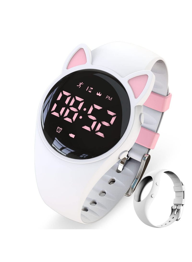Kids Digital Sport Watch, Kids Watch for Girls Boys with Pedometer Alarm Clock Stopwatch Distance Calories IP68 Waterproof LED Display Great Gift for Children (White) - Image 1