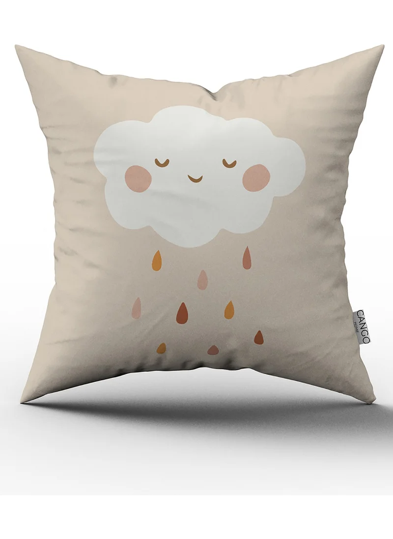 Cango Home Cream Orange Bohemian Cloud Patterned Digital Printed Throw Pillow Pillow Case CGH731