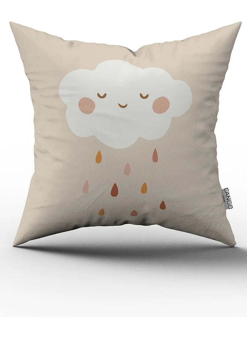 Cango Home Cream Orange Bohemian Cloud Patterned Digital Printed Throw Pillow Pillow Case CGH731