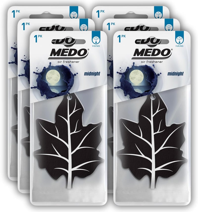 MEDO Leaf Hanging Car Air Freshener - 6 Pack Midnight Scent - Image 1