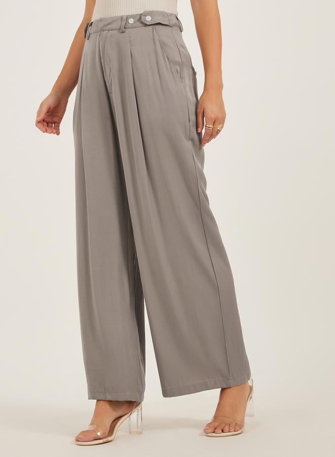 ستايلي بنطلون واسع بكسرات مع حزام - Image 2