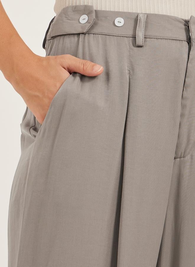 ستايلي بنطلون واسع بكسرات مع حزام - Image 3