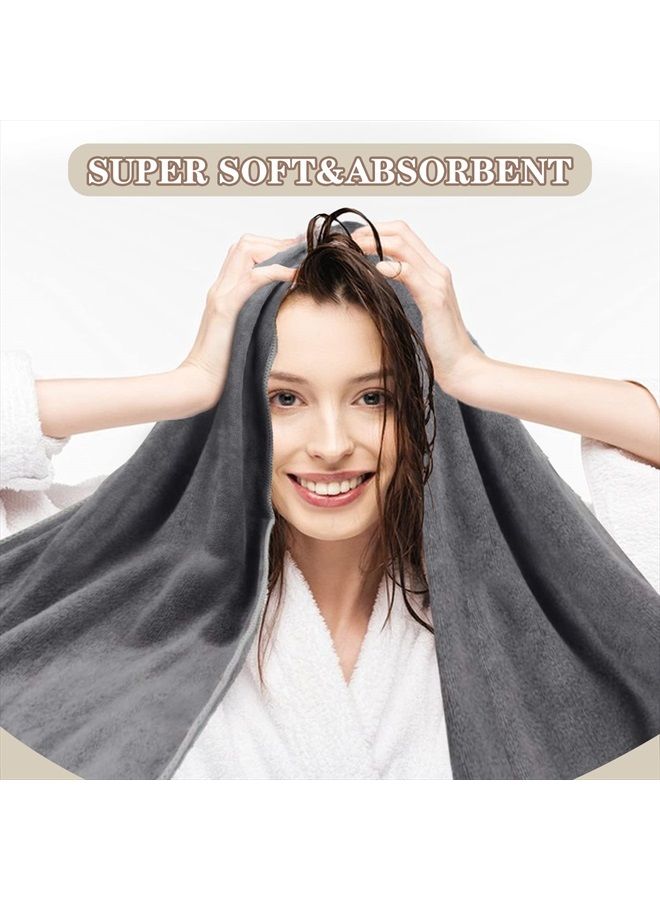 SUNLAND Microfiber Hair Drying Towel 2 Pack Super Absorbent Quick Dry Magic Hair Turban for Drying Long Hair Soft and Large 20 inch X 40 inch Grey - Image 5