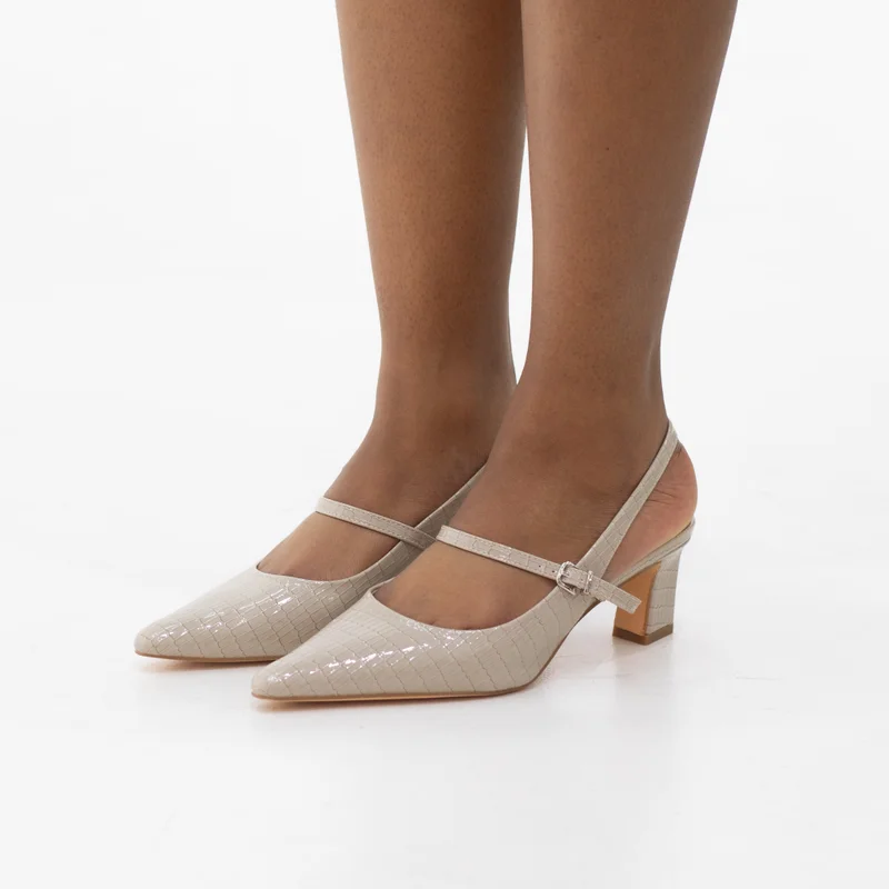 AGODA BLOCK 6 CM HEEL SLING BACK WITH STRAP