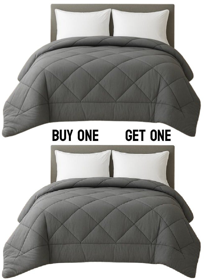 طيبة اشتري قطعة وأحصل على الاخري مجانا، طقم 2 لحاف شتوي، 160*235 سم، (جراي) - Image 1