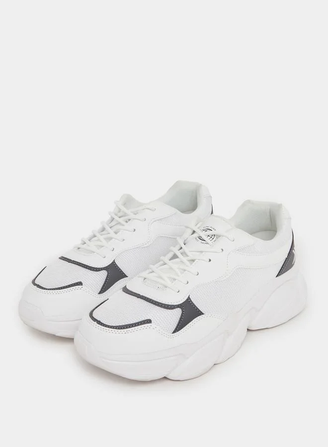 Styli Active Color Block Chunky Sole Lace Up Sneakers