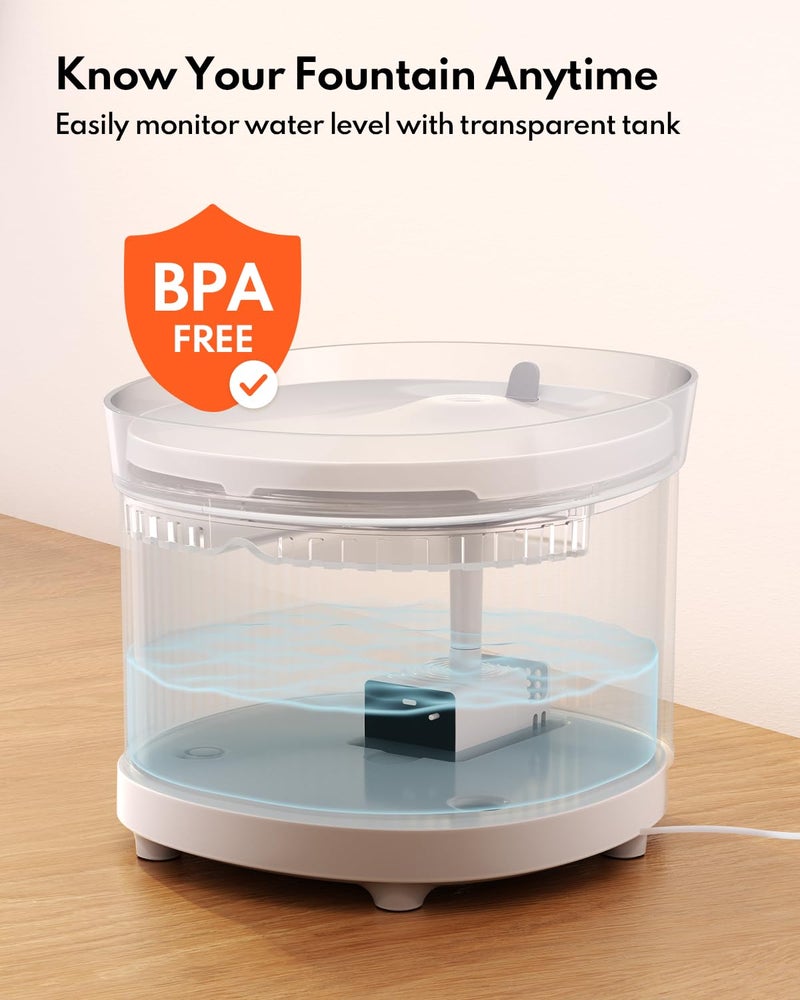 Homerunpet Cat Water Fountain with Wireless Pump, BPA-Free Pet Water Fountain Indoor, Detachable Design, Easy Cleaning Cat Water Bowl for Cats, Dogs, 2L/68oz - Image 5