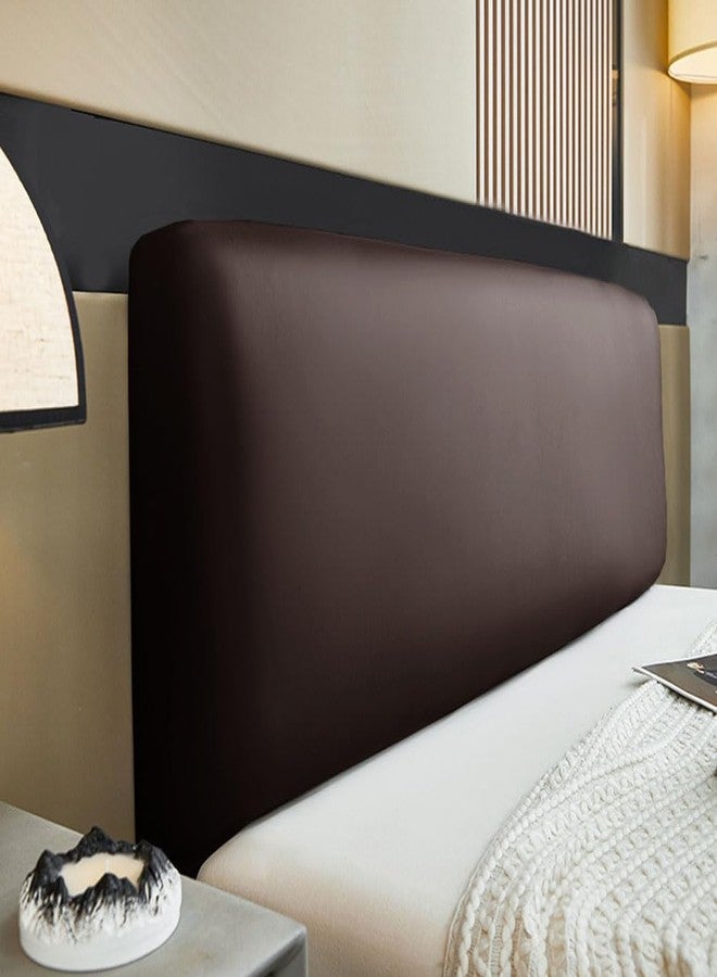 vctops 100% Waterproof PU Leather Stretch Bed Headboard Cover Wipeable Headboard Slipcover Dustproof Bed Head Cover for Bedroom (Dark Coffee,59-66 Inch) - Image 3