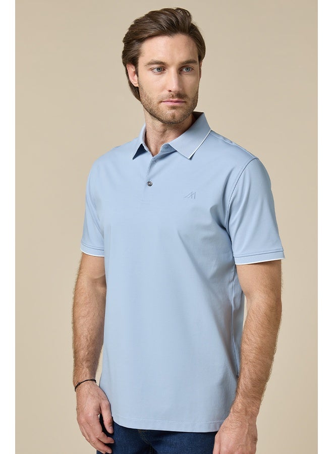 Mannerism The Sky Ease Light Blue Cotton Polo Comfort Fit - Image 1