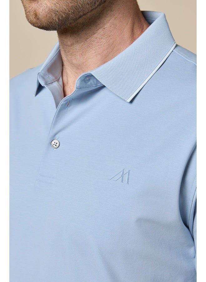 Mannerism The Sky Ease Light Blue Cotton Polo Comfort Fit - Image 2