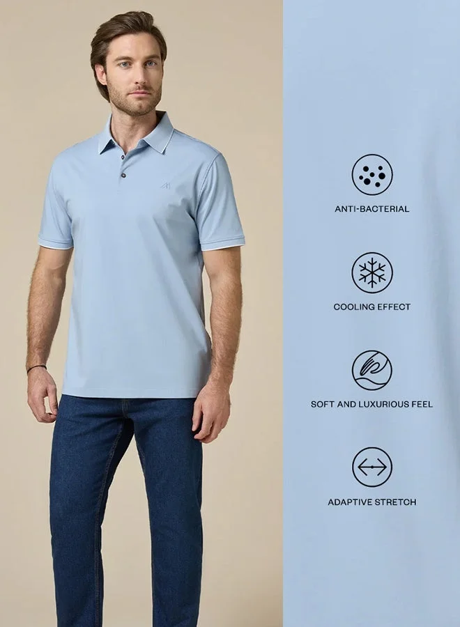 MANNERISM  The Sky Ease Light Blue Cotton Polo Comfort Fit for Men | Best Price UAE