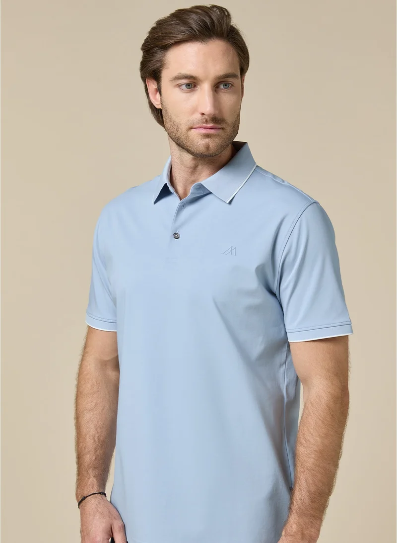 Mannerism The Sky Ease Light Blue Cotton Polo Comfort Fit