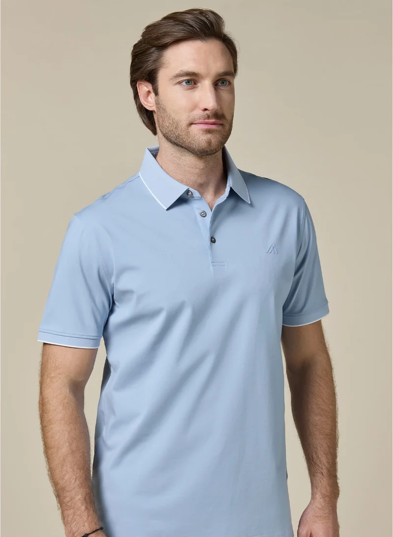 MANNERISM  The Sky Ease Light Blue Cotton Polo Comfort Fit for Men | Best Price UAE