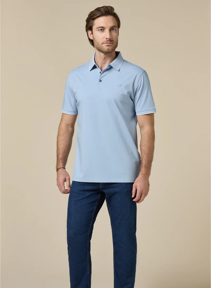 MANNERISM  The Sky Ease Light Blue Cotton Polo Comfort Fit for Men | Best Price UAE