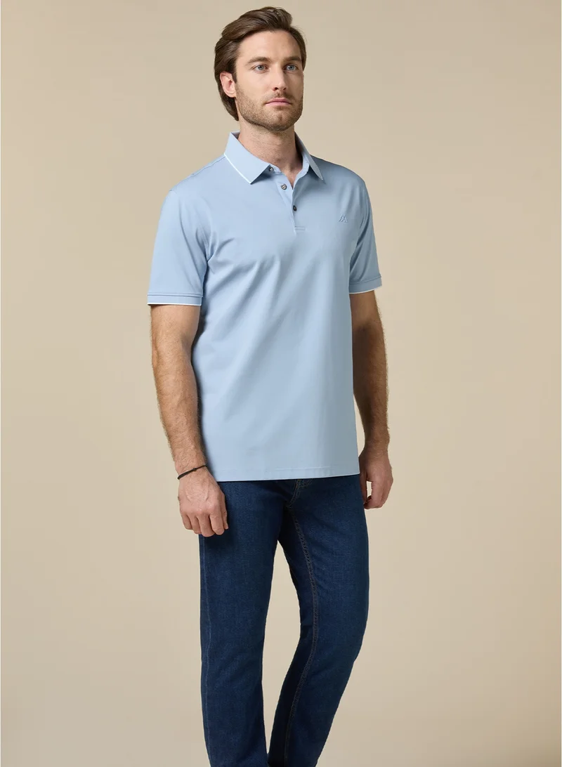 MANNERISM  The Sky Ease Light Blue Cotton Polo Comfort Fit for Men | Best Price UAE