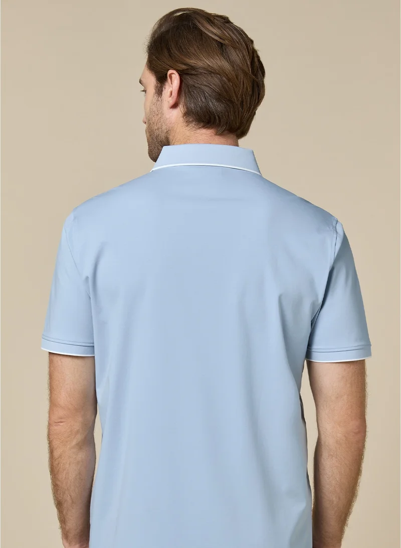 MANNERISM  The Sky Ease Light Blue Cotton Polo Comfort Fit for Men | Best Price UAE