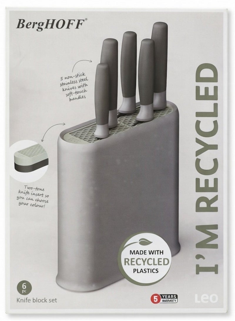 Berghoff Leo Balance Nonstick Stainless Steel Knife Block Set Grey Recycled Material 6 Pcs - Image 1