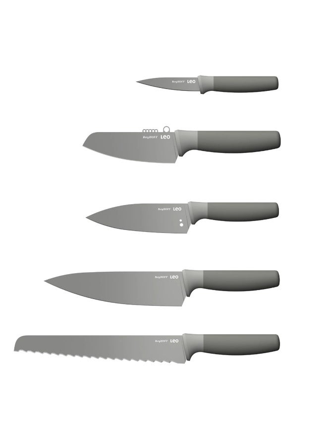 Berghoff Leo Balance Nonstick Stainless Steel Knife Block Set Grey Recycled Material 6 Pcs - Image 3