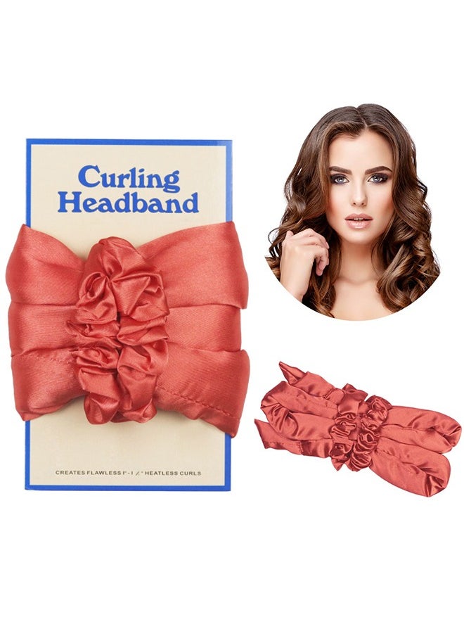 HY Heatless Curling Rod Headband,Lazy Curling Iron Foam Sponge Curling Big Waves, Comfortable Sleep Overnight Women Girls Curling Ribbon Heatless Hair Rollers (Red)  - Image 1