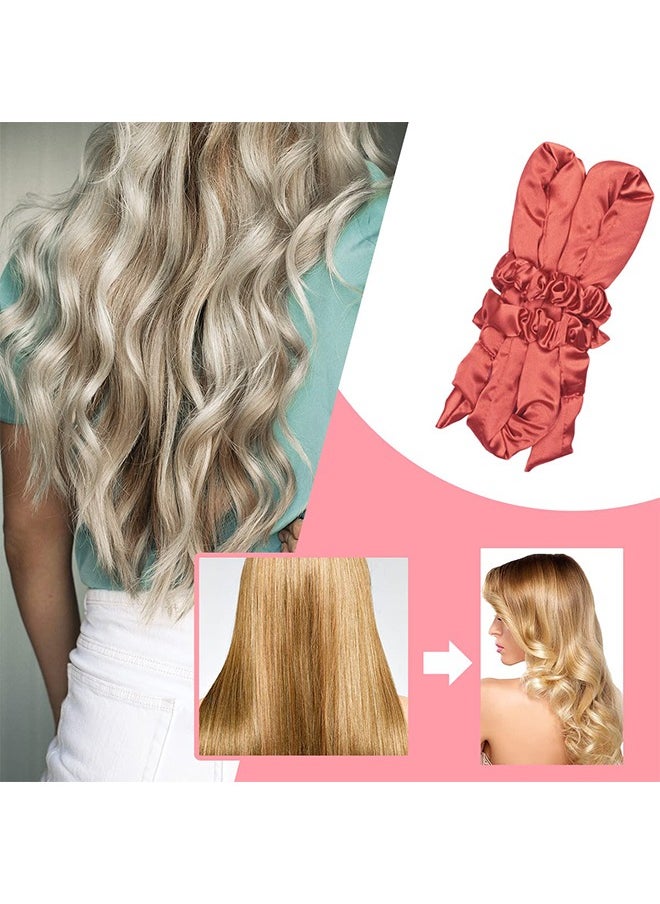 HY Heatless Curling Rod Headband,Lazy Curling Iron Foam Sponge Curling Big Waves, Comfortable Sleep Overnight Women Girls Curling Ribbon Heatless Hair Rollers (Red)  - Image 2