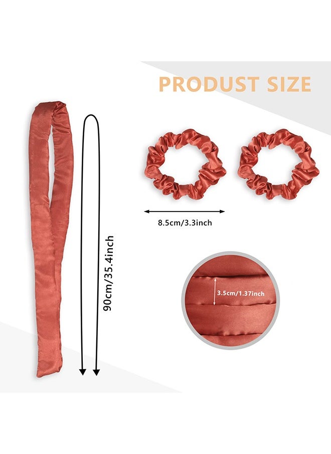 HY Heatless Curling Rod Headband,Lazy Curling Iron Foam Sponge Curling Big Waves, Comfortable Sleep Overnight Women Girls Curling Ribbon Heatless Hair Rollers (Red)  - Image 3