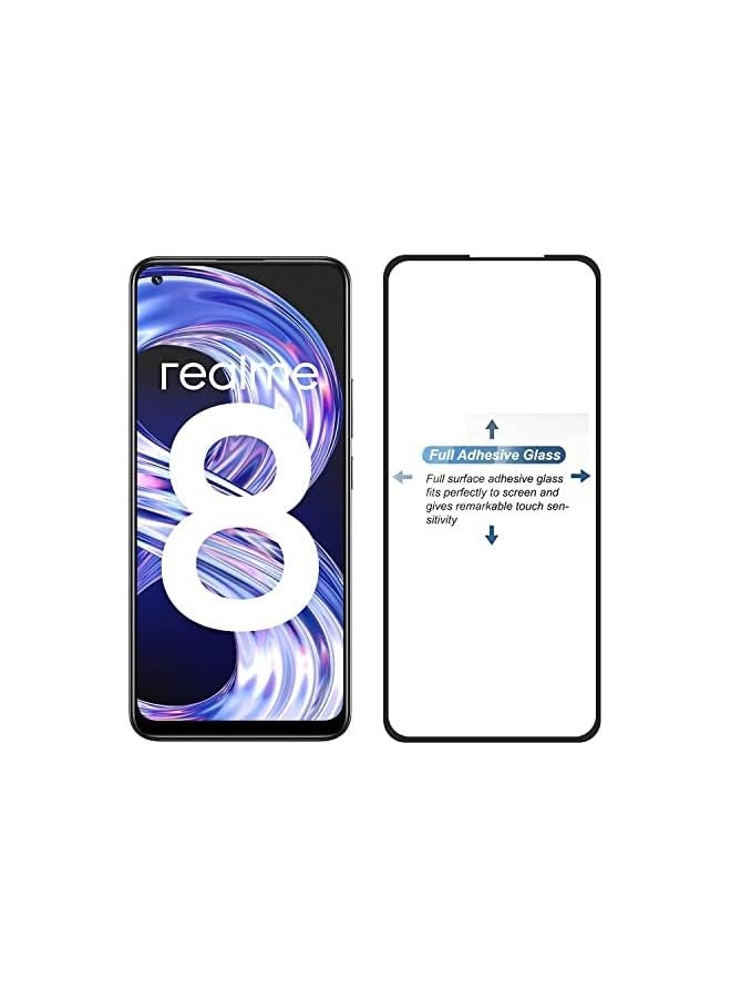 بروماس متوافق مع واقي شاشة Realme 8 4G، طبقة من الزجاج المقسى، تغطية كاملة للشاشة، صلابة 9H عالية الدقة، مقاومة للخدش ومضادة للكسر، حافظة سهلة التركيب - Image 3