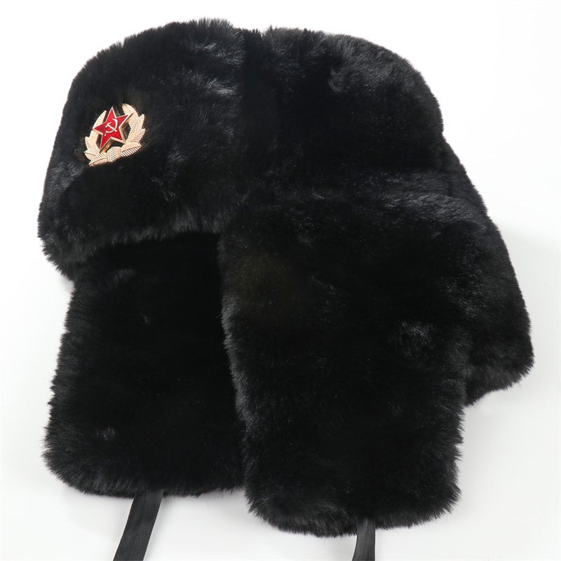 Soviet Badge Lei Feng Cap Outdoor Cold Wig Cap Fleece-Lined Thickened Winter Warm Ear Protection Cotton Cap - Image 4