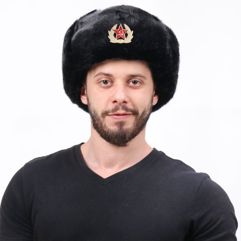 Soviet Badge Lei Feng Cap Outdoor Cold Wig Cap Fleece-Lined Thickened Winter Warm Ear Protection Cotton Cap - Image 3