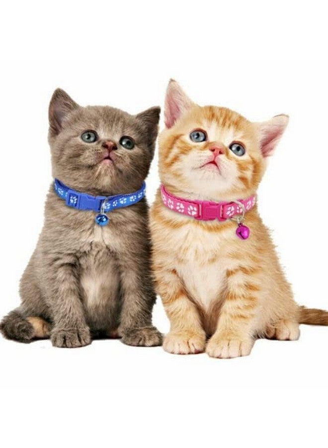 طوق قطط عاكس بطبعة أقدام مع جرس، طوق قطط أساسي، مشبك قابل للتعديل من البوليستر أو أحزمة الأمان - مقاس صغير جدًا (لون أزرق) - Image 3