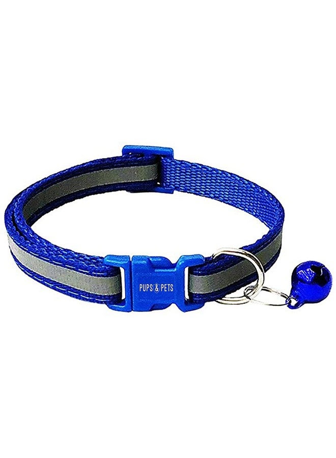 طوق قطط عاكس بطبعة أقدام مع جرس، طوق قطط أساسي، مشبك قابل للتعديل من البوليستر أو أحزمة الأمان - مقاس صغير جدًا (لون أزرق) - Image 2