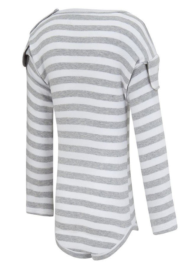 ScratchSleeves | Flip-mitt Bodysuit for Itchy Babies | Grey Stripe | 12-18 Months - Image 3