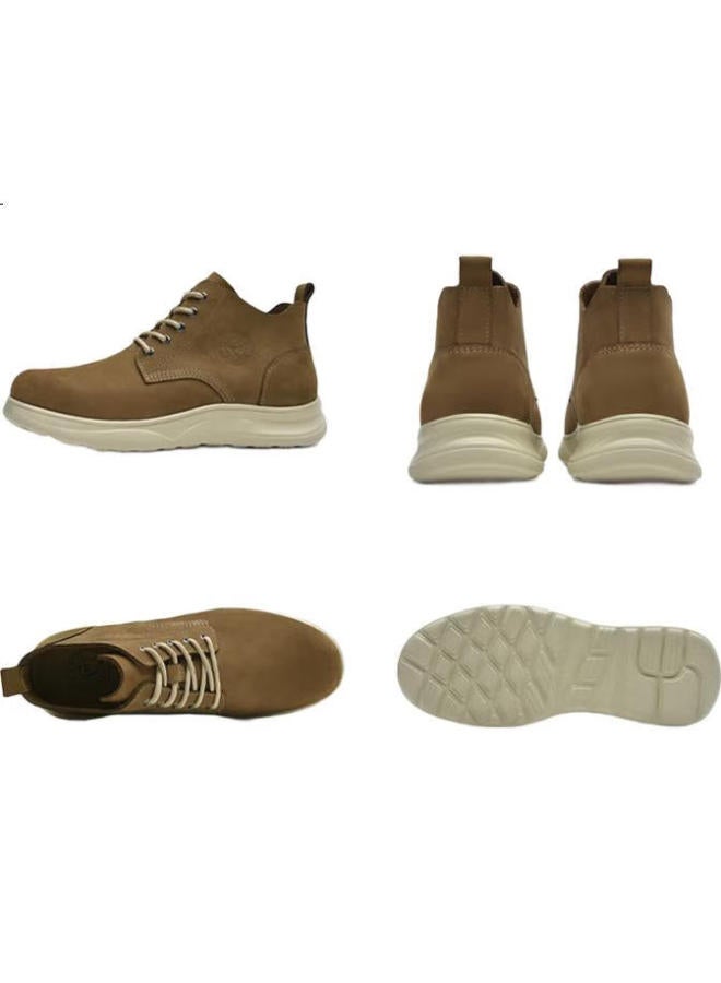 Mellen British Style Versatile Mid-Top Leather Boots, Retro Trendy Boots For Men, Thick-Soled, Myd67691, Light Brown, Size 39 - Image 2
