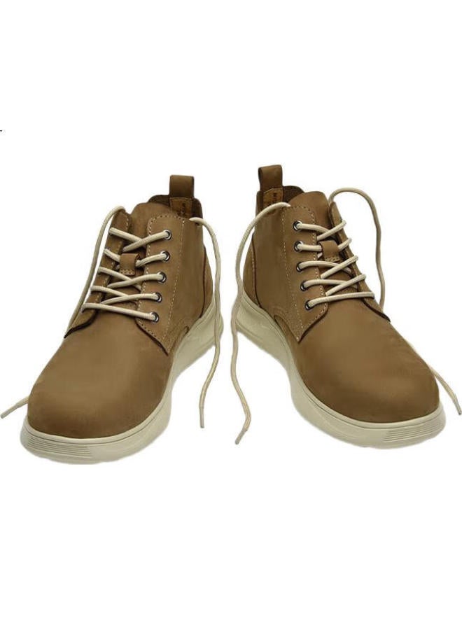 Mellen British Style Versatile Mid-Top Leather Boots, Retro Trendy Boots For Men, Thick-Soled, Myd67691, Light Brown, Size 39 - Image 3