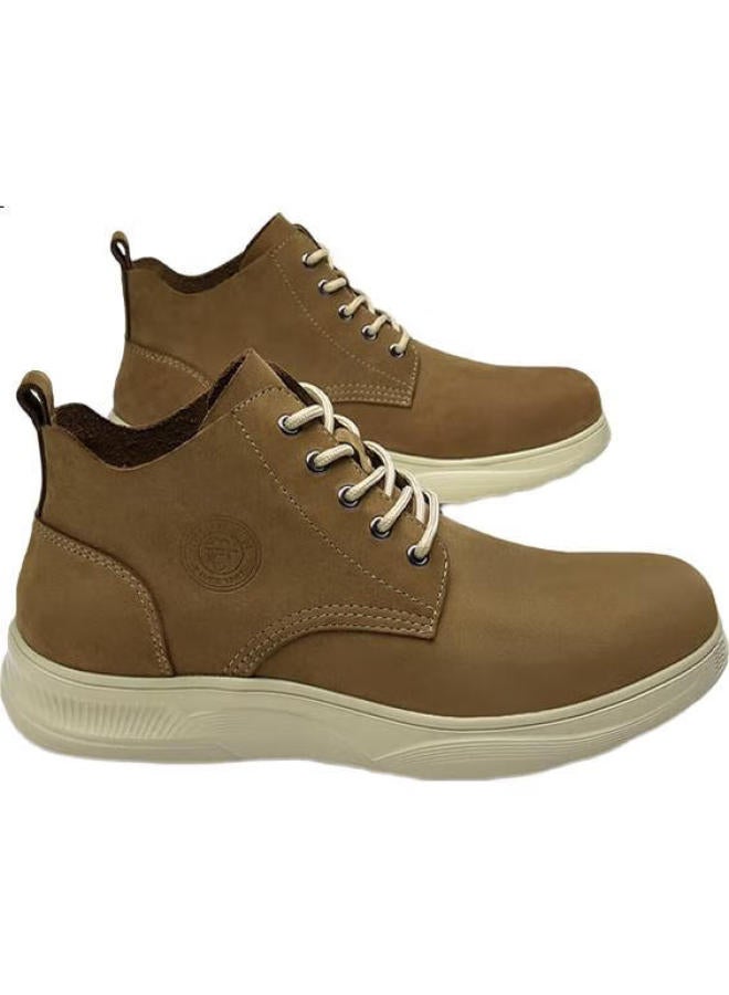 Mellen British Style Versatile Mid-Top Leather Boots, Retro Trendy Boots For Men, Thick-Soled, Myd67691, Light Brown, Size 39 - Image 1