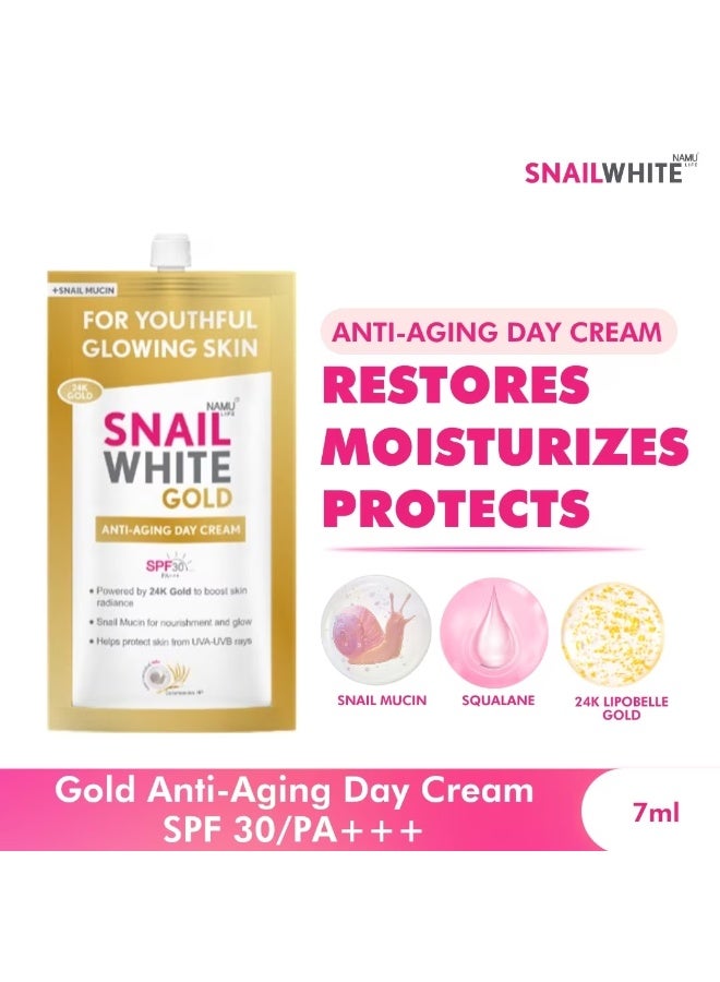 Snail White Luxury 24K Gold Anti-Aging Cream for Radiant Skin Infused with premium 24K gold, snail mucin, and squalane, this day cream enhances skin brightness, locks in moisture, and shields against environmental stressors, leaving skin soft, supple, and visibly refreshed. - Image 1