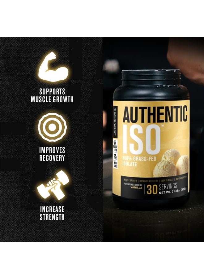 Jacked Factory Authentic ISO Grass Fed Whey Protein Isolate Powder - Low Carb, Non-GMO Muscle Building Protein w/No Fillers, Mixes Perfectly for Post Workout Recovery, Vanilla - 2LB, 30 SV - Image 2