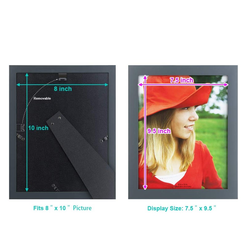 RPJC RPJC 8x10 Picture Frames Made of Solid Wood High Definition Glass for Table Top Display and Wall Mounting Photo Frame Grey - Image 4
