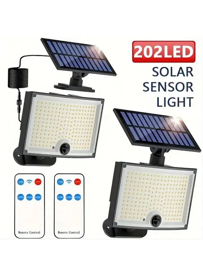 عبوتين من مصابيح الطاقة الشمسية الخارجية باللون الأبيض البارد مع حساس حركة و3 أوضاع وكابل 196 بوصة ومقاومة للماء IP65 - Image 1