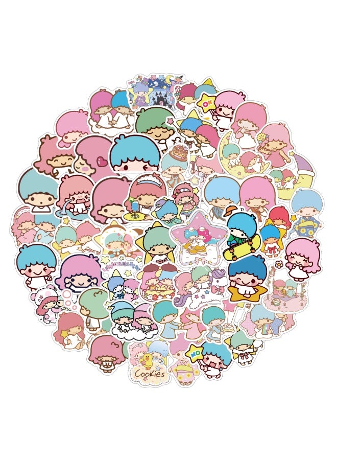 NIBEMINENT 50 Pcs Cartoon Gemini Deco Kit Waterproof Stickers, High Definition Printing Bright Colors, Suitable for Laptop Skateboard Luggage Water Bottle Guitar DIY - Image 1