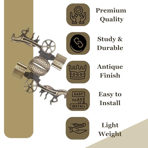 Arena Heavy Designer Aluminum Brass Antique Curtain Holder | Parda Holder for Door and Window 1 Inch Rod Curtain Brackets Set (Pack of 4) - Image 4
